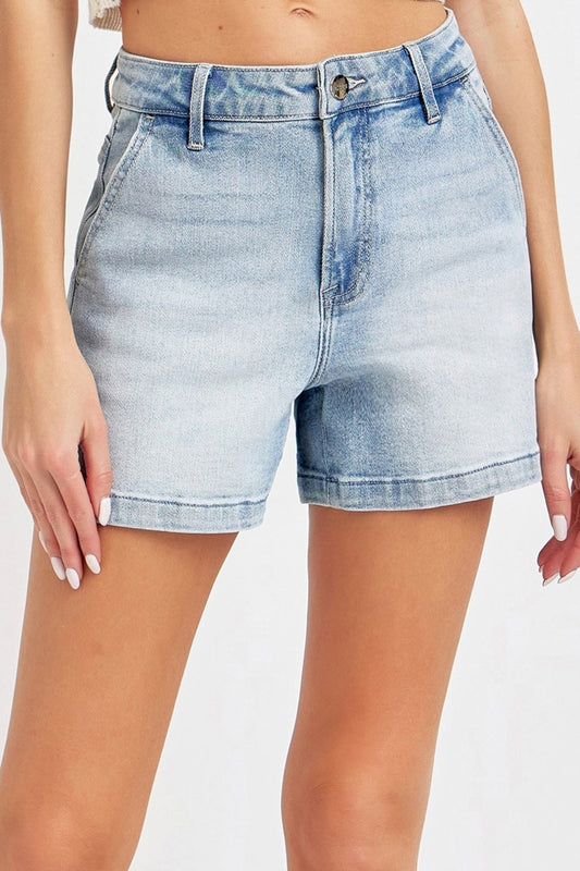 Risen High Rise Denim Shorts Including Plus Sizes