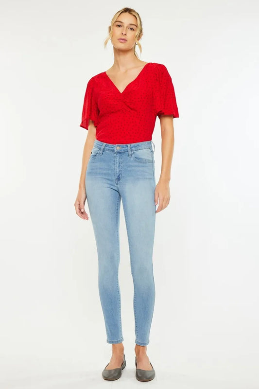 Kancan High Rise Super Skinny Jeans. Light Wash.