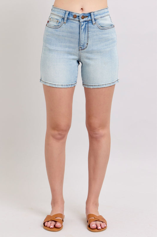 Judy Blue 2 Button Denim Shorts with Pockets Including Plus Sizes