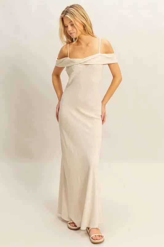HYFVE Oatmeal Dropped Sleeve Cami Maxi Dress
