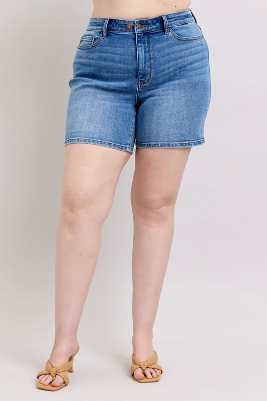 Judy Blue 2 Button Denim Shorts with Pockets Including Plus Sizes