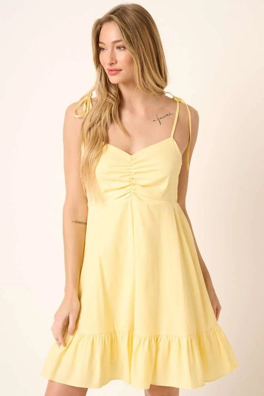 Mittoshop Spaghetti Strap Mini Sundress. Yellow.